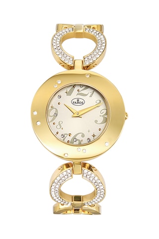Stalen Quartz Horloge - Goudkleurig en Wit