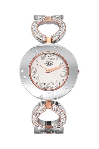 Stalen Quartz Horloge - Zilverkleurig en Roségoudkleurig