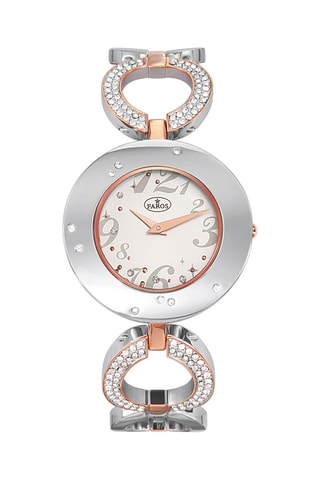 Stalen Quartz Horloge - Zilverkleurig en Roségoudkleurig
