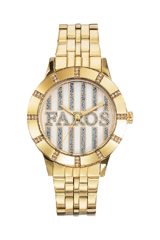 Stalen Quartz Horloge - Goudkleurig en Wit