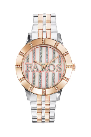 Stalen Quartz Horloge - Zilverkleurig en Roségoudkleurig