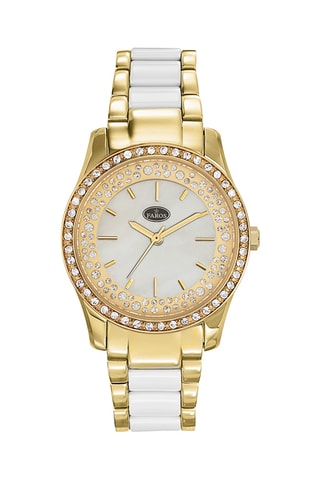 Stalen Quartz Horloge - Goudkleurig en Wit