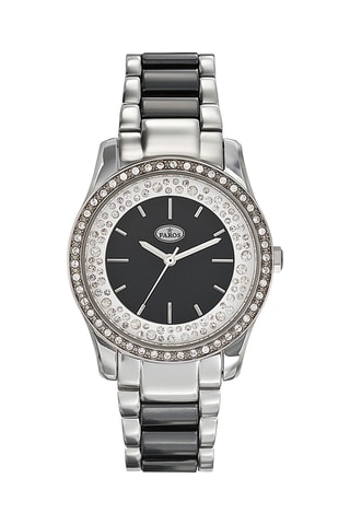 Stalen en Parelmoeren Quartz Horloge - Zilverkleurig en Zwart