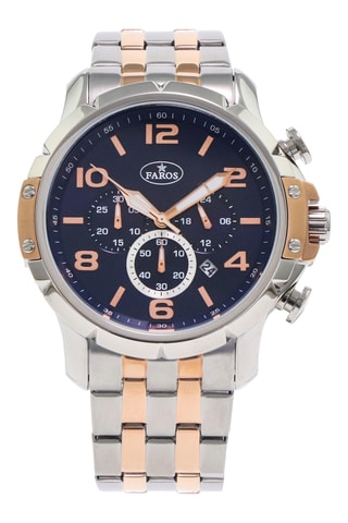 Stalen Quartz Horloge - Chronograaf - Zilverkleurig en Roségoudkleurig