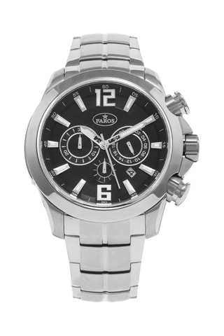 Stalen Quartz Horloge - Chronograaf - Zilverkleurig en Zwart