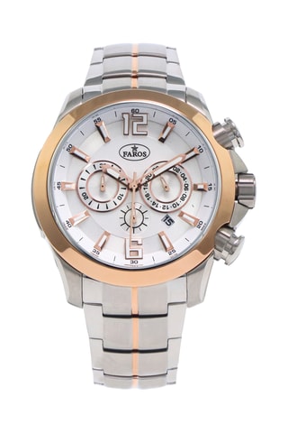 Stalen Quartz Horloge - Chronograaf - Zilverkleurig en Roségoudkleurig