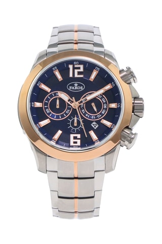 Stalen Quartz Horloge - Chronograaf - Zilverkleurig en Roségoudkleurig