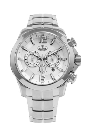 Stalen Quartz Horloge - Chronograaf - Zilverkleurig en Wit
