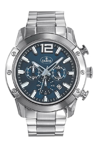 Stalen Quartz Horloge - Zilverkleurig en Donkerblauw