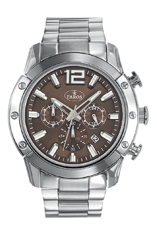 Stalen Quartz Horloge - Zilverkleurig en Bruin