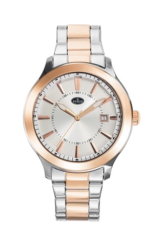 Stalen Quartz Horloge - Zilverkleurig en Roségoudkleurig