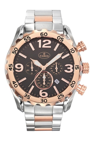 Stalen Quartz Horloge - Zilverkleurig en Roségoudkleurig