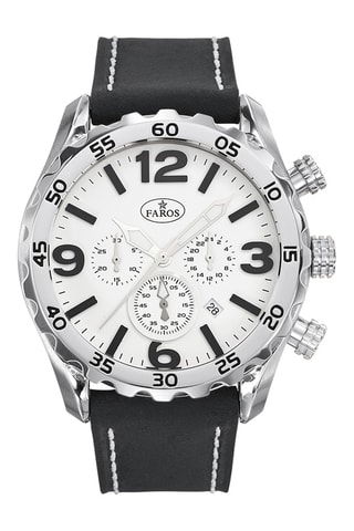 Leren Quartz Horloge - Zwart en Zilverkleurig