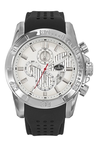 Rubberen Quartz Horloge - Zwart en Zilverkleurig