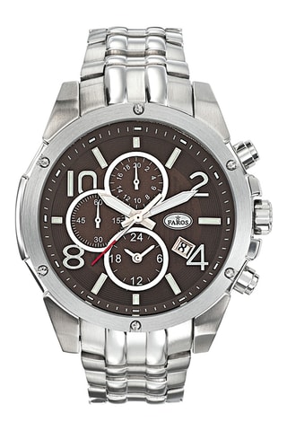 Stalen Quartz Horloge - Zilverkleurig en Bruin