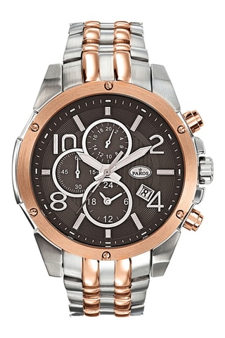 Stalen Quartz Horloge - Zilverkleurig en Roségoudkleurig