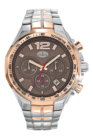 Stalen Quartz Horloge - Tachymeter en Chronograaf - Zilverkleurig en Roségoudkleurig