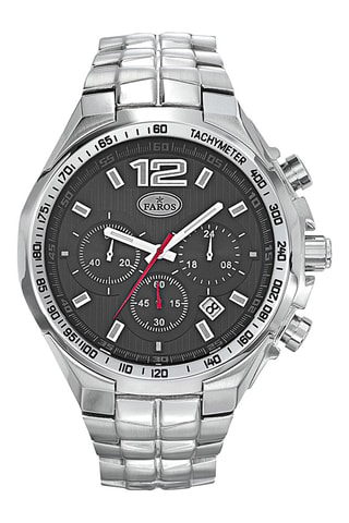 Stalen Quartz Horloge - Tachymeter en Chronograaf - Zilverkleurig en Zwart