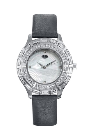 Leren en Parelmoeren Quartz Horloge - Zwart en Zilverkleurig