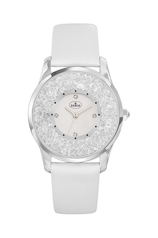 Leren Quartz Horloge - Wit en Zilverkleurig