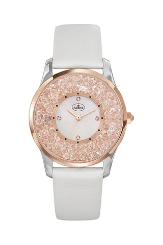 Leren Quartz Horloge - Wit en Roségoudkleurig