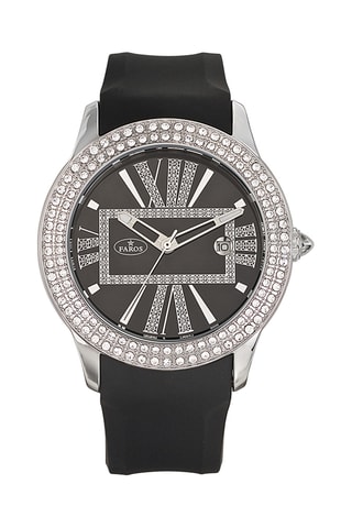 Rubberen Quartz Horloge - Zwart en Zilverkleurig