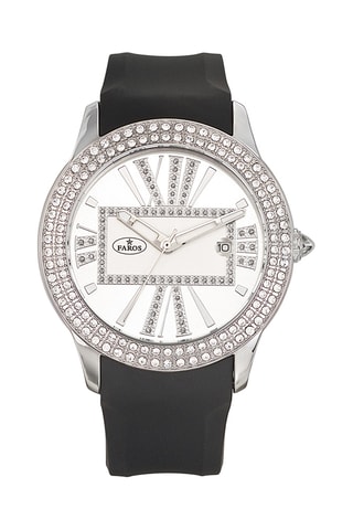 Rubberen Quartz Horloge - Zwart en Zilverkleurig