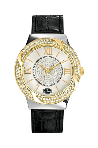 Leren Quartz Horloge - Zwart en Goudkleurig