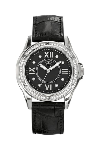 Leren Quartz Horloge - Zwart en Zilverkleurig