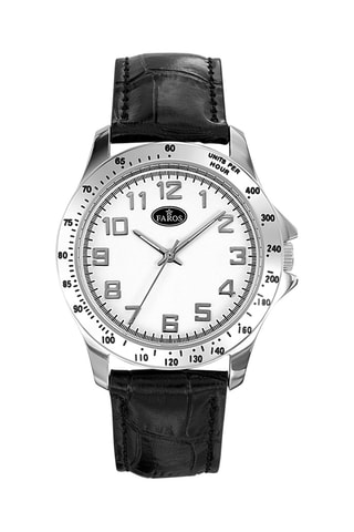 Leren Quartz Horloge - Zwart en Zilverkleurig