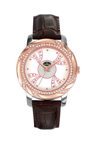 Leren Quartz Horloge - Bruin en Roségoudkleurig