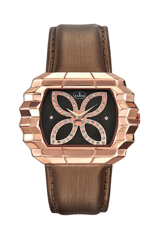 Leren en Parelmoeren Quartz Horloge - Bruin en Roségoudkleurig