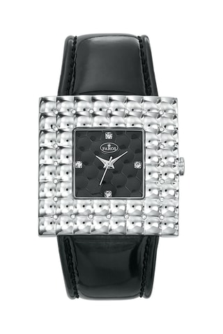 Leren Quartz Horloge - Zwart en Zilverkleurig