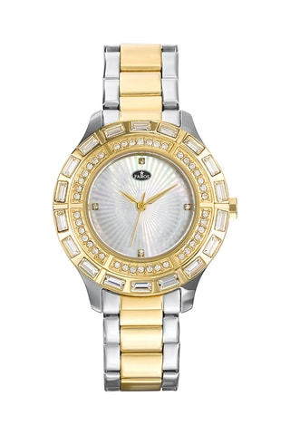 Stalen en Parelmoeren Quartz Horloge - Zilverkleurig en Goudkleurig