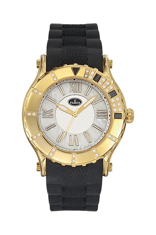 Rubberen Quartz Horloge - Zwart en Goudkleurig