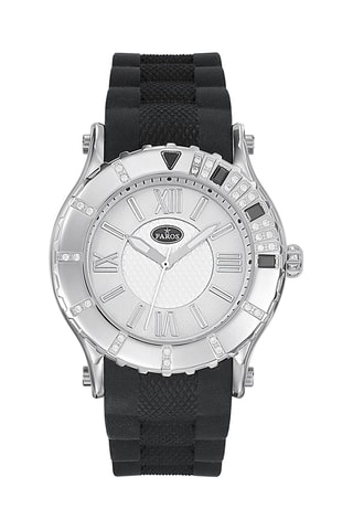 Rubberen Quartz Horloge - Zwart en Zilverkleurig