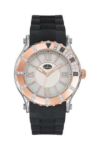 Rubberen Quartz Horloge - Zwart en Roségoudkleurig