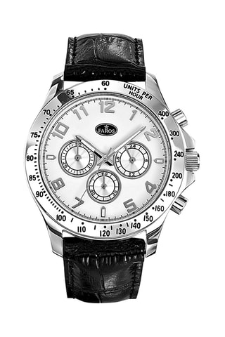 Leren Quartz Horloge - Zwart en Zilverkleurig