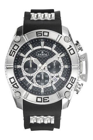Rubberen Quartz Horloge - Zwart en Zilverkleurig