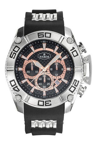 Rubberen Quartz Horloge - Zwart en Zilverkleurig