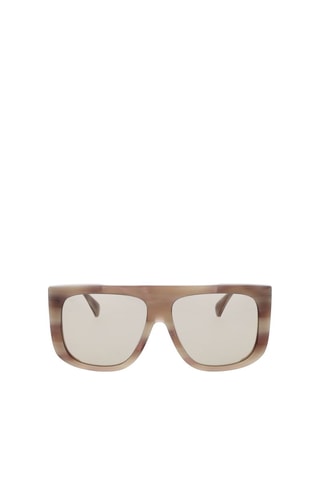 Lunettes de soleil femme - Catégorie 1 - Max Mara - Blanc, beige, jaune et marron