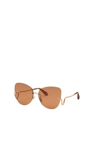 Lunettes de soleil femme - Verres effet miroir - Catégorie 2 - Roberto Cavalli - Marron et doré