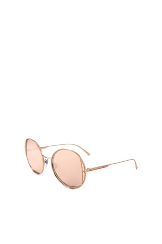 Lunettes de soleil femme - Verres effet miroir - Catégorie 1 - Bulgari - Doré rose