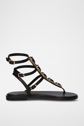 Sandali alla schiava in pelle - Nero