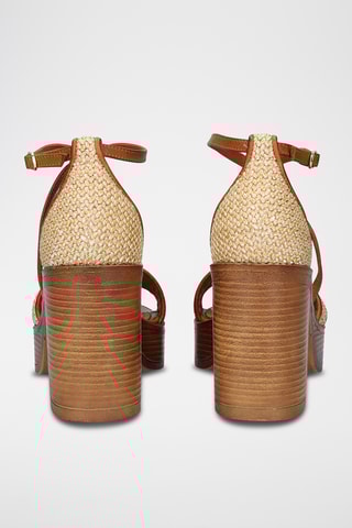 Sandali con zeppa in pelle - Beige