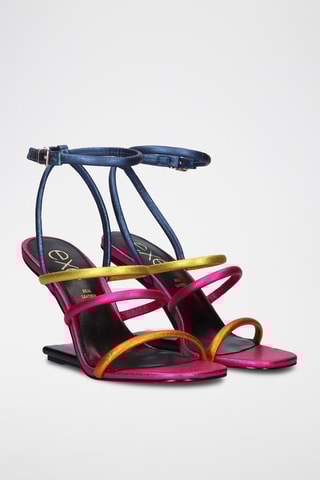 Sandales à talons Maggie - Bleu, jaune, orange et rose