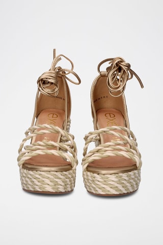 Sandali con zeppa - Beige - 