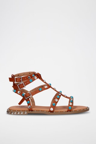 Sandali alla schiava in pelle - Cammello - 