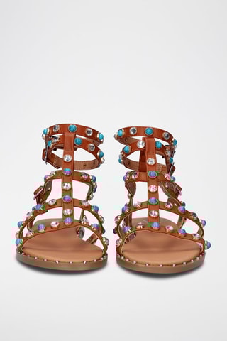 Sandali alla schiava in pelle - Cammello - 