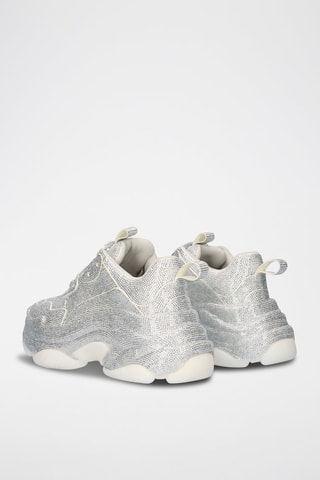 Sneakers con zeppa in pelle - Argentato